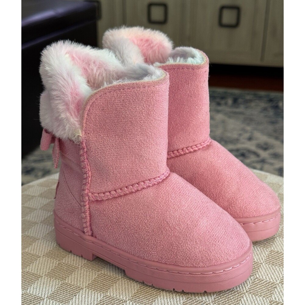 Bebe Pink Kids Boots Size 7 Furry Lining Booties Girl's Barbie